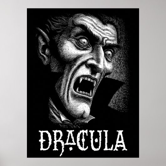Dracula Portrait Schwarz-Weiß Poster (Vorne)