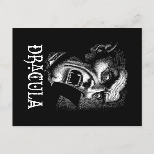 Dracula Portrait Schwarz-Weiß Postkarte (Vorderseite)