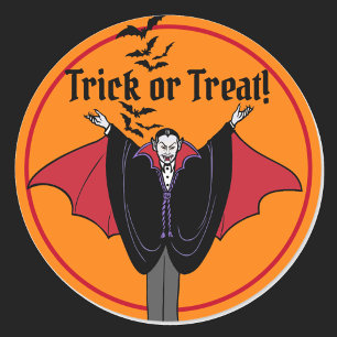 Dracula Red Capbats Halloween Runder Aufkleber