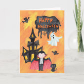 Dracula Spuk House Kids Halloween Karte (Vorderseite)