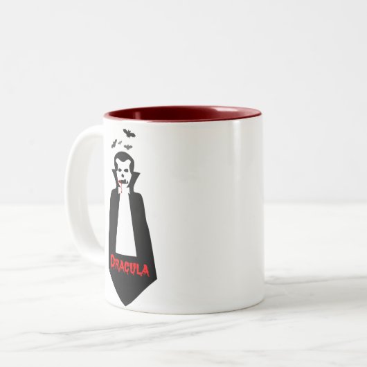 Dracula-Tassengeschenk Zweifarbige Tasse (Vorderseite Links)
