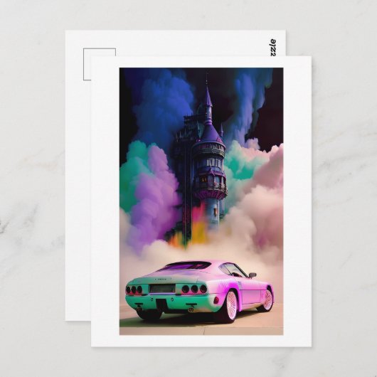 Dracula treibt ein Sportwagen - Ken Gage Art Postkarte (Vorne/Hinten)