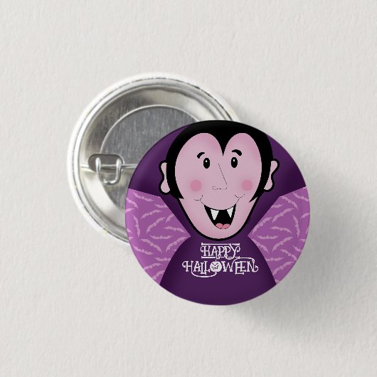 Dracula Vampire Bat Halloween Lila Fledermäuse Button (Vorne & Hinten)