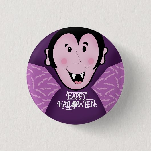 Dracula Vampire Bat Halloween Lila Fledermäuse Button (Vorderseite)