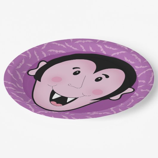 Dracula Vampire Bat Halloween Lila Fledermäuse Pappteller (Schrägansicht)