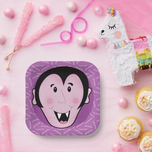 Dracula Vampire Bat Halloween Lila Fledermäuse Pappteller (Party)