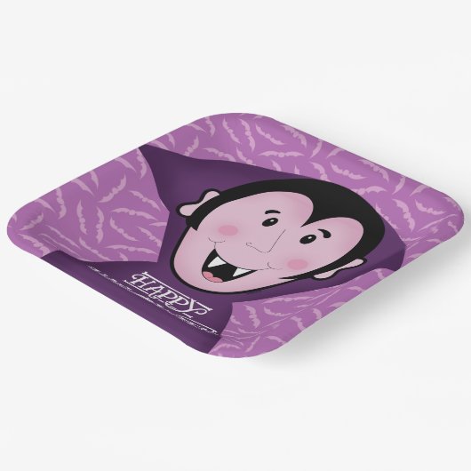 Dracula Vampire Bat Halloween Lila Fledermäuse Pappteller (Gewinkelt)