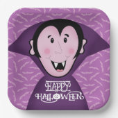 Dracula Vampire Bat Halloween Lila Fledermäuse Pappteller (Vorderseite)