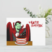 Dracula Vampire Halloween Geburtstag Einladung (Stehend Vorderseite)