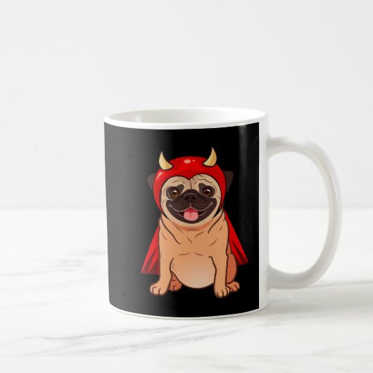 Dracula Vampire Mops Niedlich Hund Halloween Kostü Kaffeetasse (Rechts)