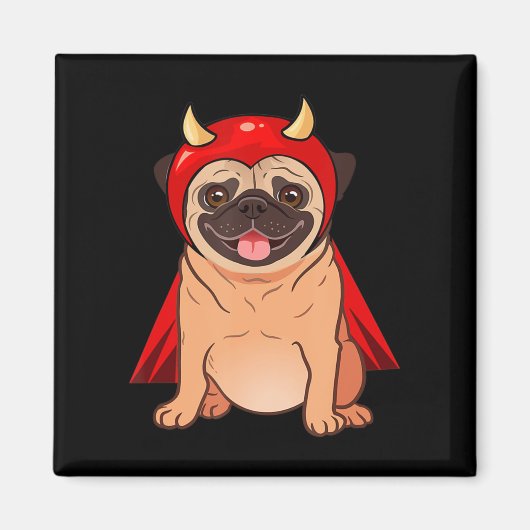 Dracula Vampire Mops Niedlich Hund Halloween Kostü Magnet (Vorne)
