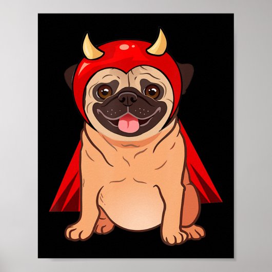 Dracula Vampire Mops Niedlich Hund Halloween Kostü Poster (Vorne)