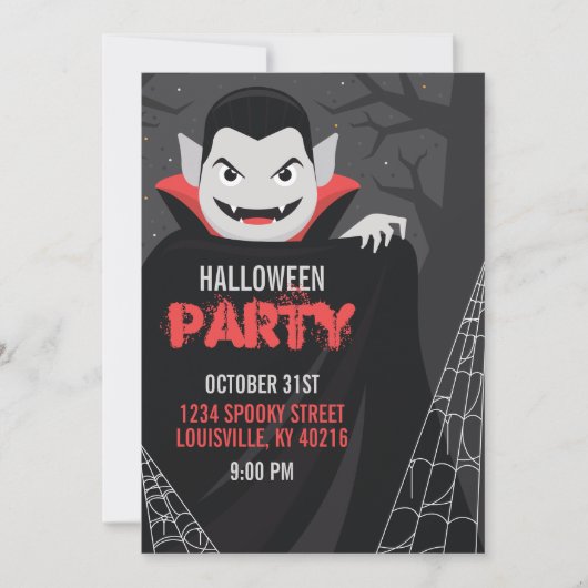 Dracula Vampire Spooky Halloween-Party Einladung (Vorderseite)