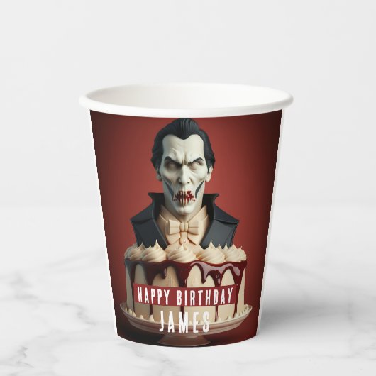 Dracula Vampire thematisch Creme Cake - Geburtstag Pappbecher (Vorderseite)