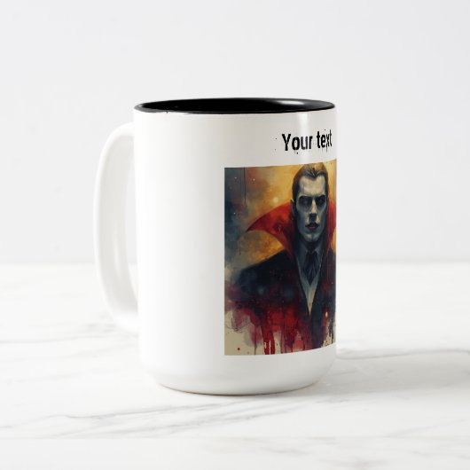 Dracula Vampire Zwei-Tone-Kaffee-Tasse. Zweifarbige Tasse (Vorderseite Links)
