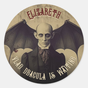 Dracula Vintage Gothic Halloween Party Geschenk Runder Aufkleber