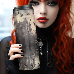 Dracula Vintage Gothic Halloween Vampir Schloss Thermosbecher