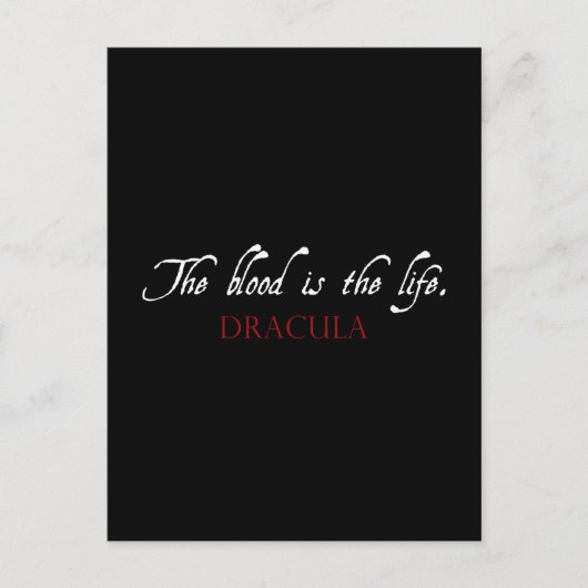 Dracula-Zitat: Das Blut ist das Leben Postkarte (Vorderseite)