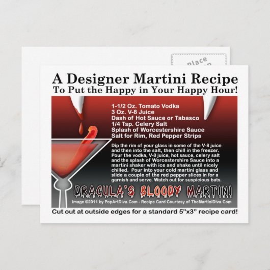 Draculas blutiges Halloween Martini Rezept Postkar Postkarte (Vorne/Hinten)