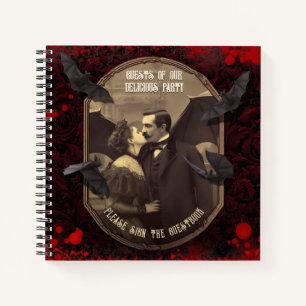 Draculas Kuss viktorianisches Halloween-Gästebuch Notizblock