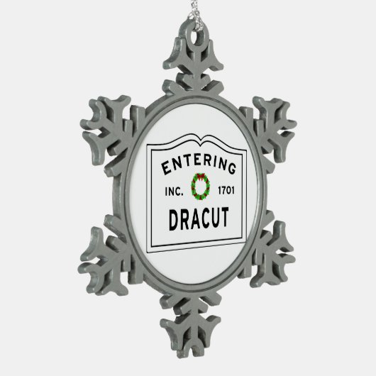 Dracut Massachusett Schneeflocken Zinn-Ornament (Links)