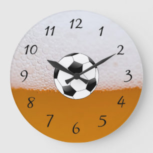 Draft Beer and Soccer Football Clock Große Wanduhr