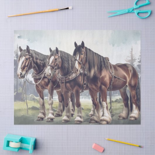 Draft Horses Decoupage Seidenpapier (Basteln)
