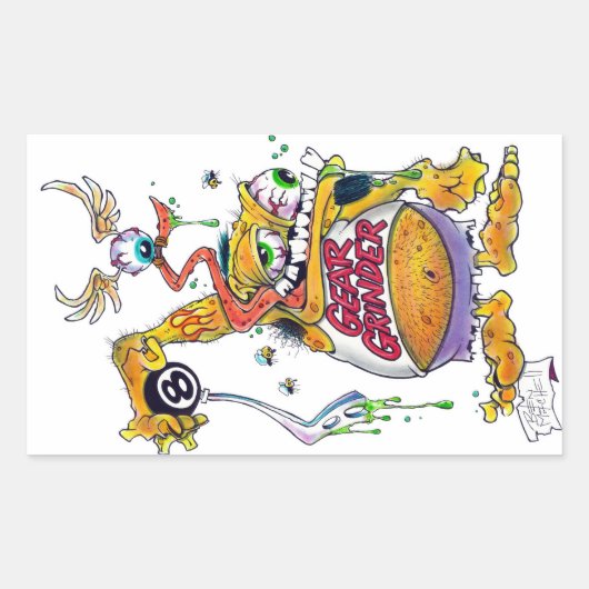 Drag Daddy stellt Gear Grinder 9000 vor Rechteckiger Aufkleber (Vorderseite)