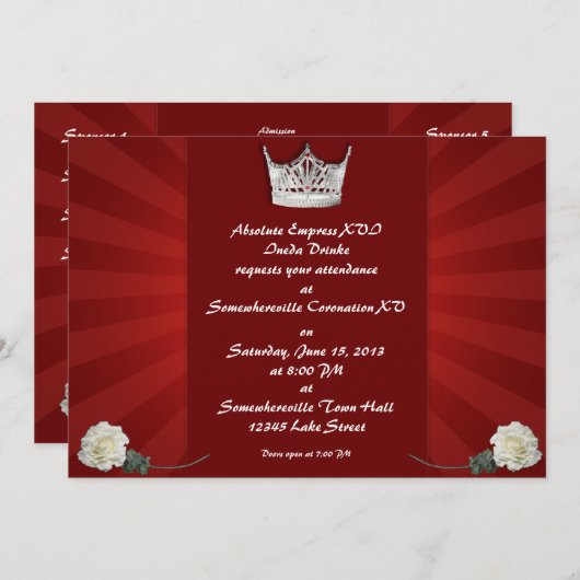 Drag Queen Custom Coronation Einladungen (Vorne/Hinten)