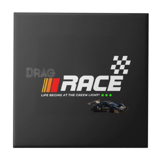"Drag Race Car Graphic Design Fliese (Vorderseite)