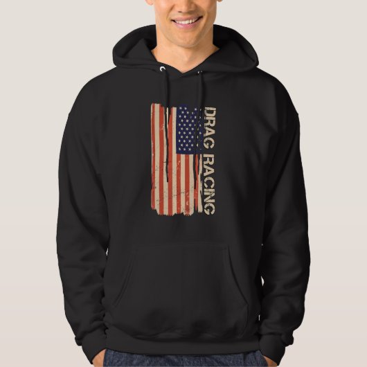 Drag Racing American Flag Drag Racing Lover Hoodie (Vorderseite)