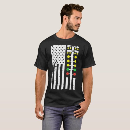 Drag Racing Flag American Drag Racer Drag Strip Tr T-Shirt (Vorne ganz)