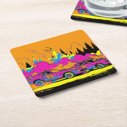 Drag Racing Smoke-Out - Drag-Racing Cars Rechteckiger Pappuntersetzer (angewinkelt)