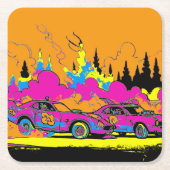 Drag Racing Smoke-Out - Drag-Racing Cars Rechteckiger Pappuntersetzer (Vorderseite)