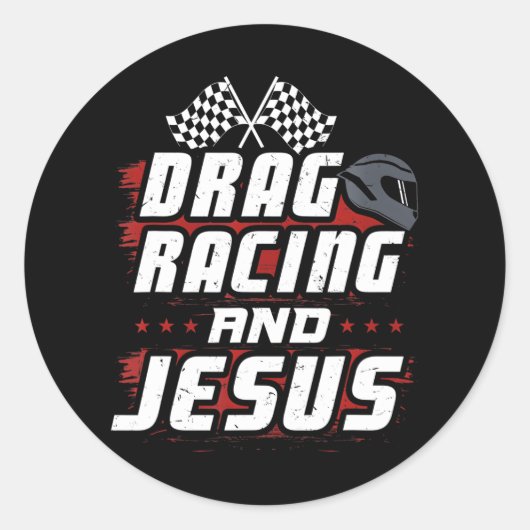 Drag Racing und Jesus Runder Aufkleber (Vorderseite)