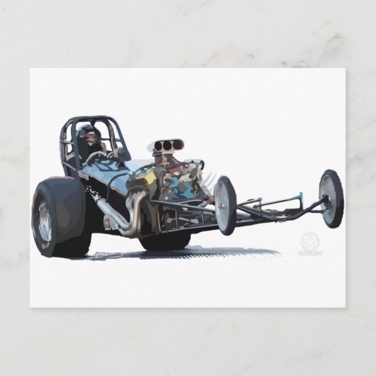 Drag Racing und Vintage Dragster Postkarte (Vorderseite)