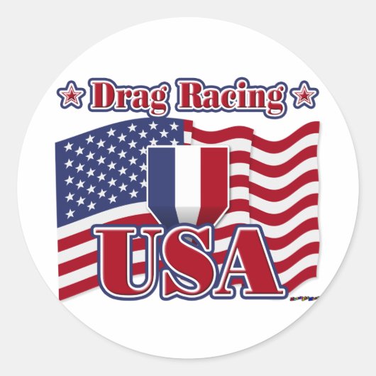 Drag Racing USA Runder Aufkleber (Vorderseite)