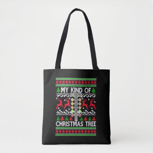 Drag Racing Weihnachtsbaum Ugly Xmas Sweater Tasche (Vorderseite)