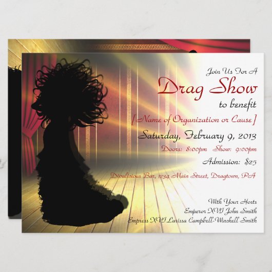 Drag Show Benfit Custom Invitations Einladung (Vorne/Hinten)