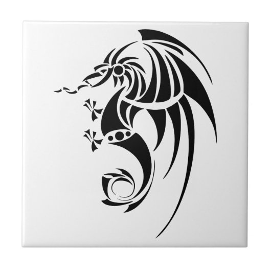 Dragissous V1 - schwarzer Drache Fliese (Vorderseite)