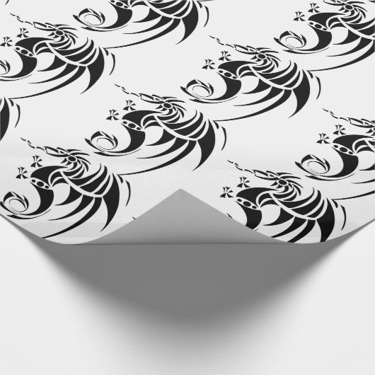 Dragissous V1 - schwarzer Drache Geschenkpapier (Ecke)