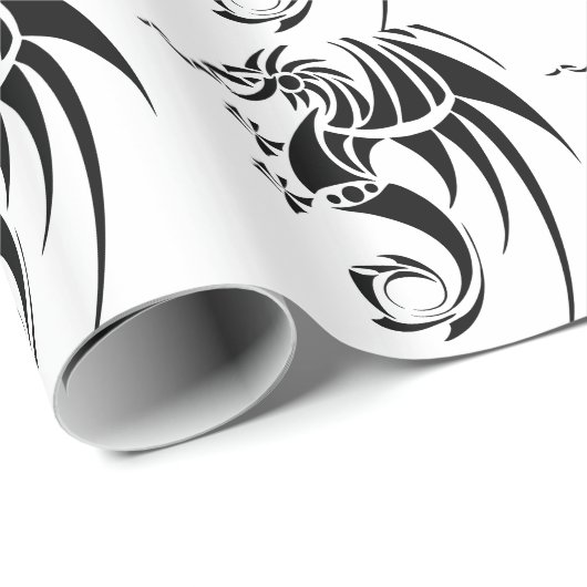 Dragissous V1 - schwarzer Drache Geschenkpapier (Rolleneckpunkt)