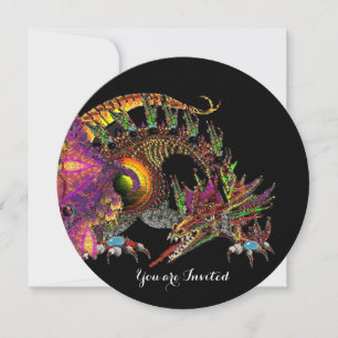 DRAGO / FANTASIE-DRACHE IN GOLD PINK LILA SCHWARZ EINLADUNG
