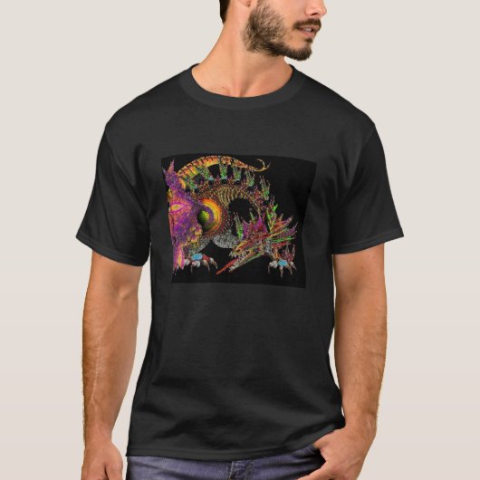 DRAGO/FANTASY-DRAGON IN GOLD LILA UND SCHWARZ T-Shirt (Vorderseite)