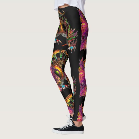 DRAGO Fantasy Dragon in Schwarz Rosa Lila Leggings (Links)