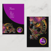DRAGO / Fantasy Dragon Monogram Black Lila Game Visitenkarte (Vorne/Hinten)