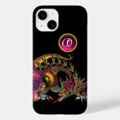DRAGO, FANTASY DRAGON, PINK LILA GEMSTONE MONOGRAM Case-Mate iPhone HÜLLE (Rückseite)