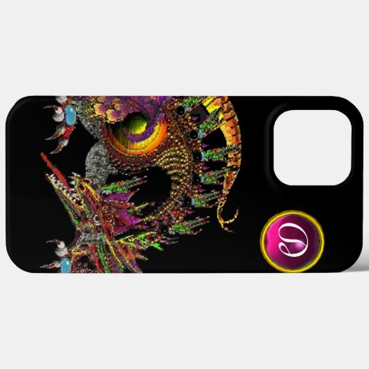 DRAGO, FANTASY DRAGON, PINK LILA GEMSTONE MONOGRAM Case-Mate iPhone HÜLLE (Rückseite (Horizontal))