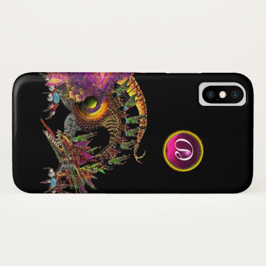DRAGO, FANTASY DRAGON, PINK LILA GEMSTONE MONOGRAM Case-Mate iPhone HÜLLE (Rückseite (Horizontal))