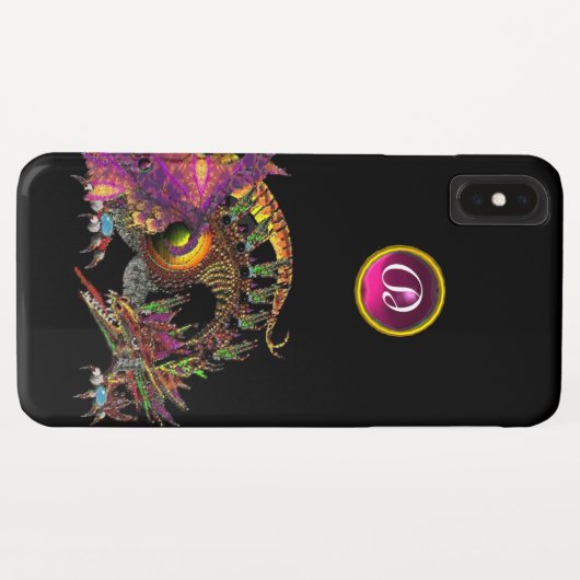 DRAGO, FANTASY DRAGON, PINK LILA GEMSTONE MONOGRAM Case-Mate iPhone HÜLLE (Rückseite (Horizontal))